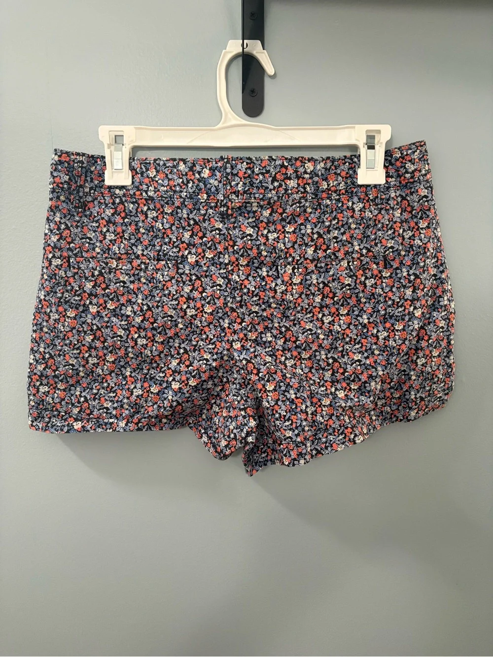 GAP Floral Jean Shorts - Navy with Coral and Light Blue